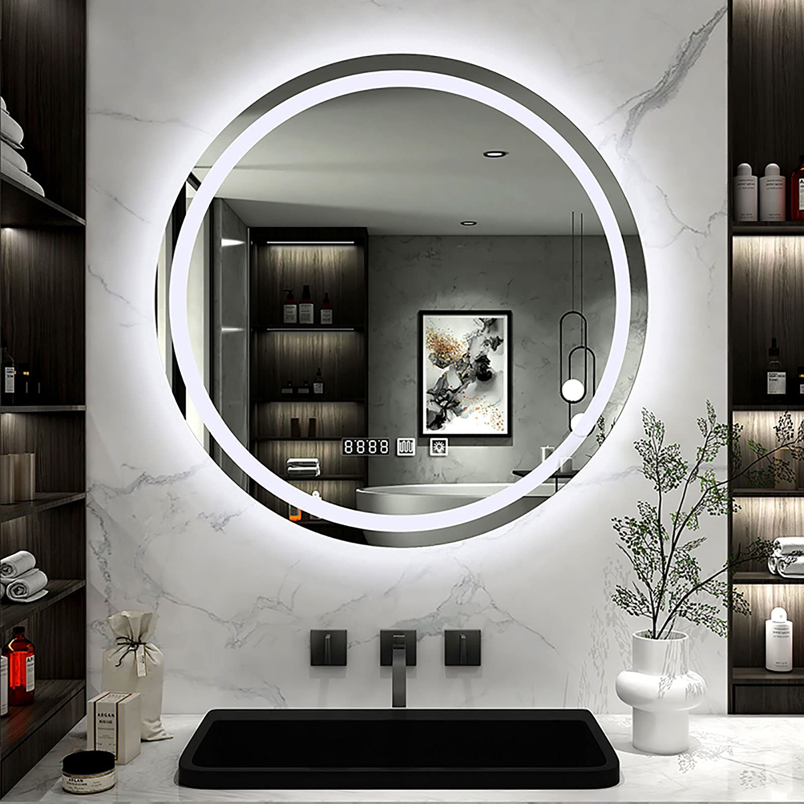 Waterproof LED Bathroom Mirror with Touch Dimmable Switch - Anti-Fog Smart Illuminated Vanity Mirror for Modern Bathrooms - Perfect for Makeup, Shaving & Grooming