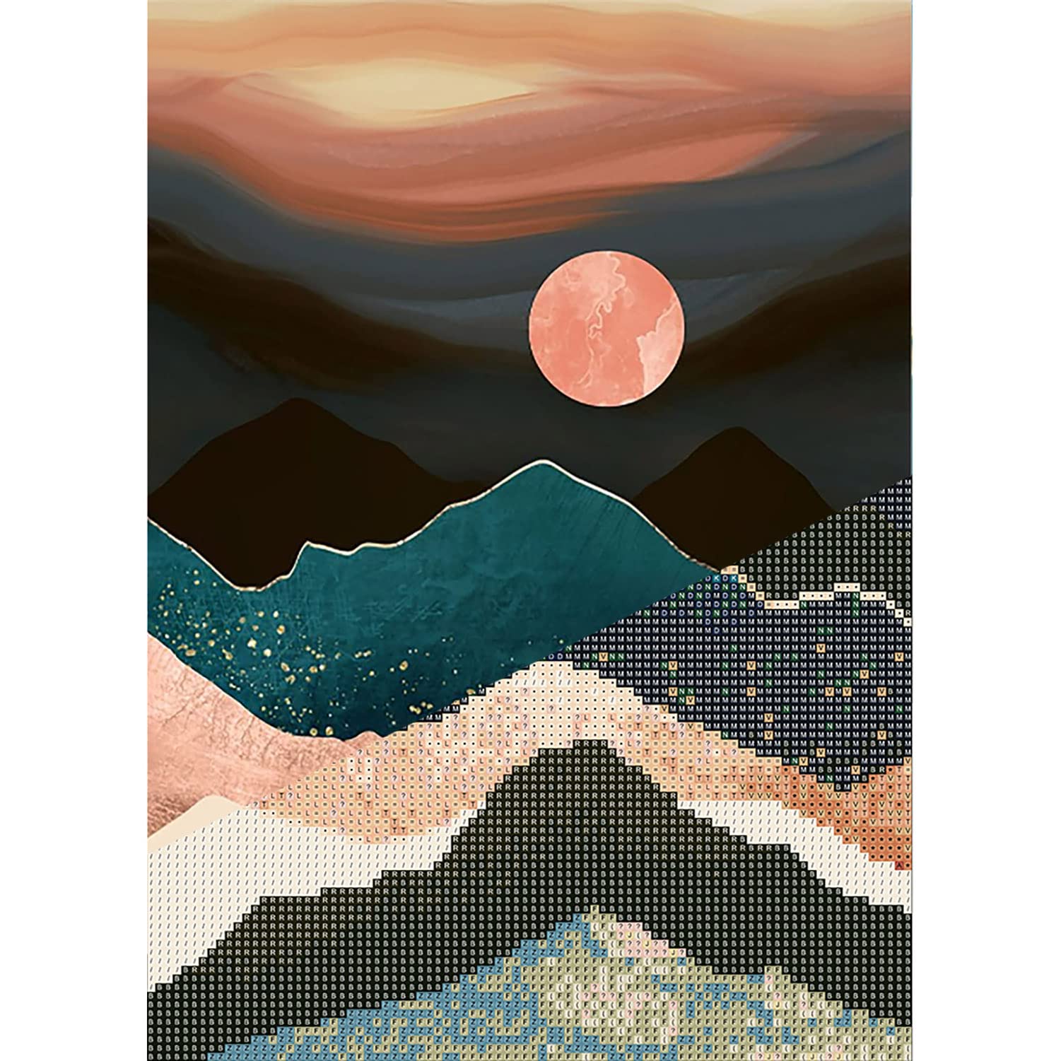 5D Diamond Painting Kit for Adults - Sunset Mountain Landscape Full Drill Diamond Art, Beginner-Friendly DIY Wall Decor (12x16 Inch) - Perfect for Home Decoration, Stress Relief & Creative Gift Giving