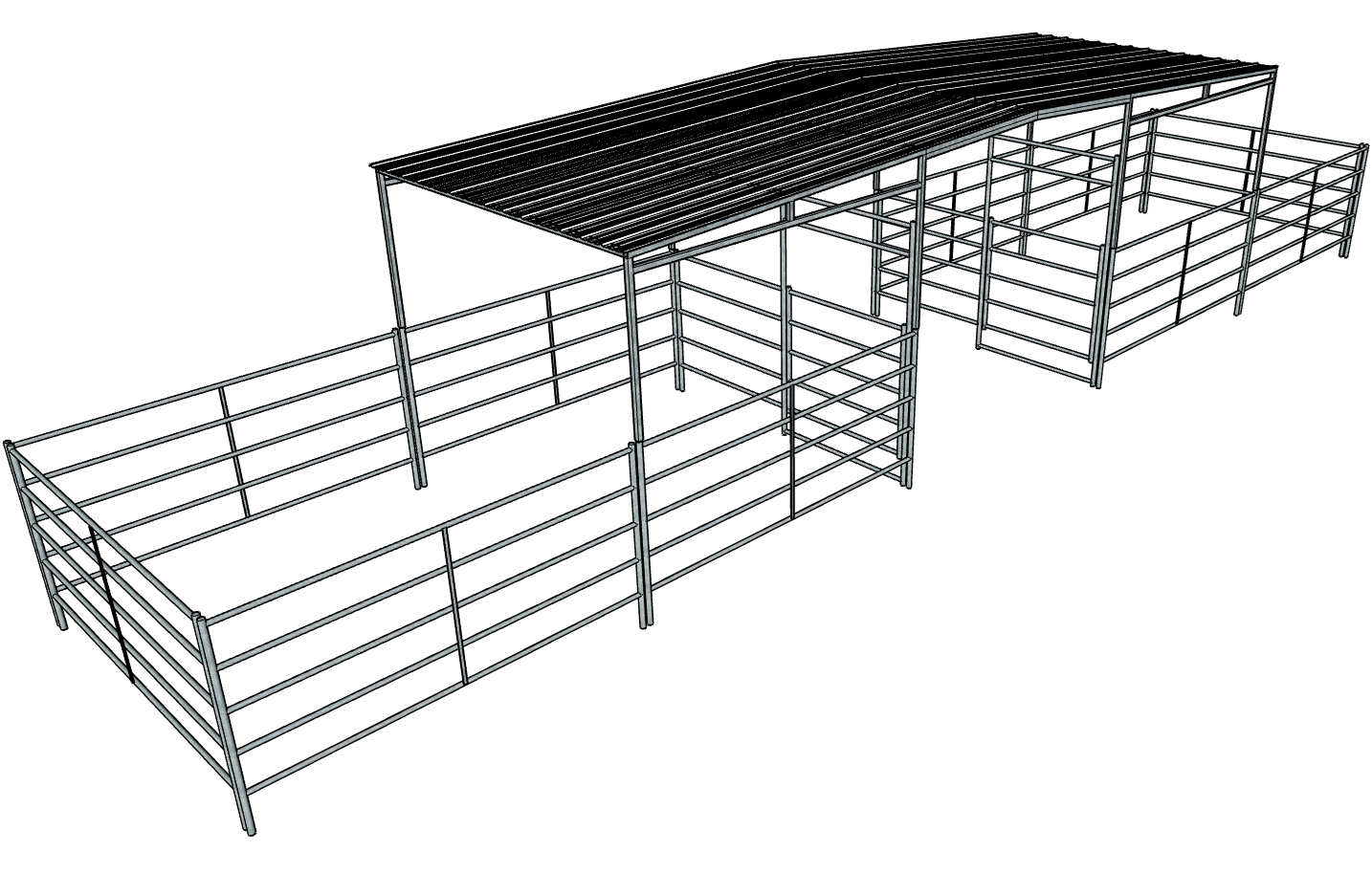 50 Ft x 10 Ft 5-Rail 2-Stall Horse Barn Kit with 30 Ft x 10 Ft Gable Roof - Durable Stable for Horses, Livestock Shelter, Farm Equipment Storage - Perfect for Backyard Farms, Equestrian Facilities & Rural Properties