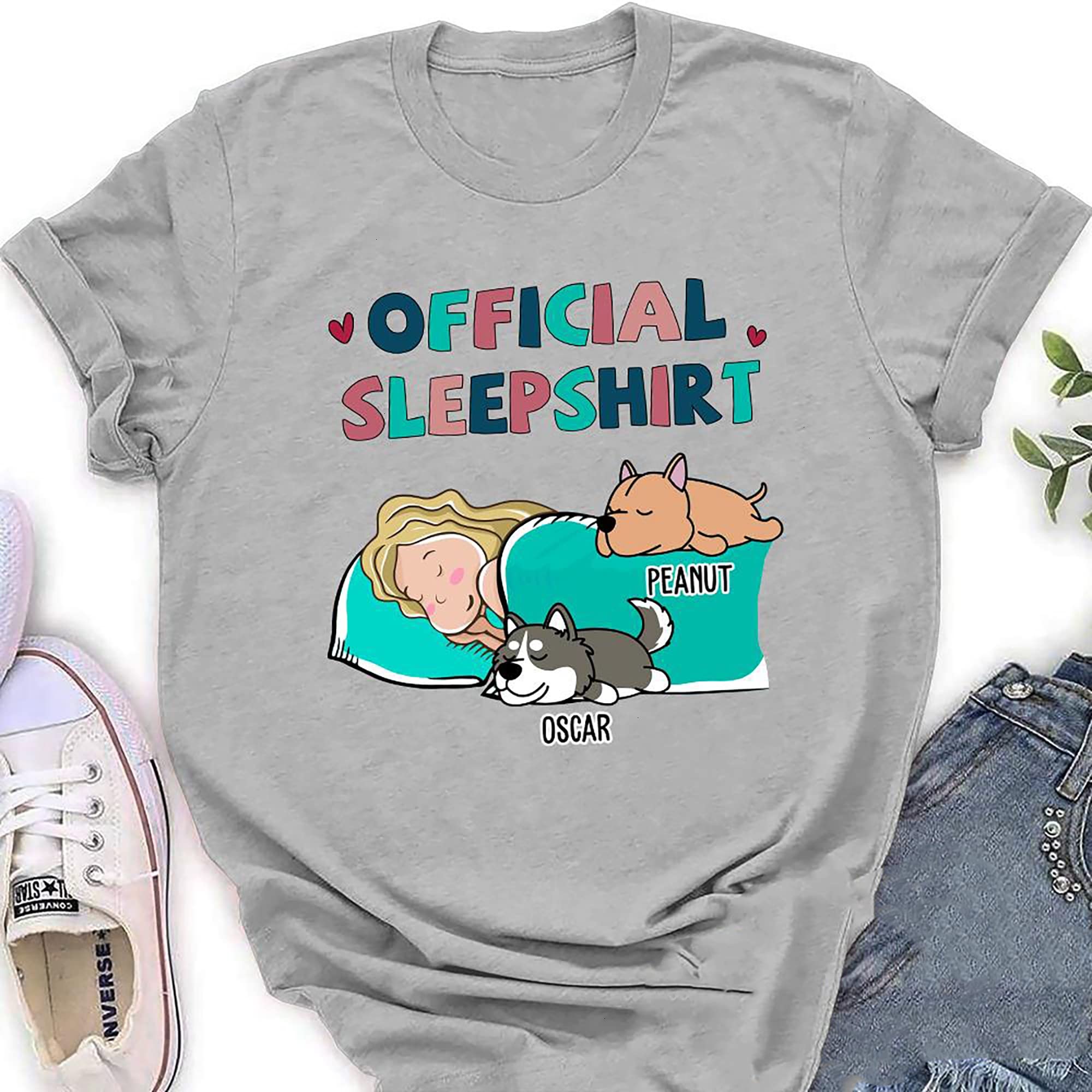 Custom Personalized Dog Sleep Shirt for Dog Moms - Official Dog Lover T-Shirt with Name & Image - Soft Multicolor Sleepwear for Women - Perfect Gift for Pet Lovers & Cozy Home Wear