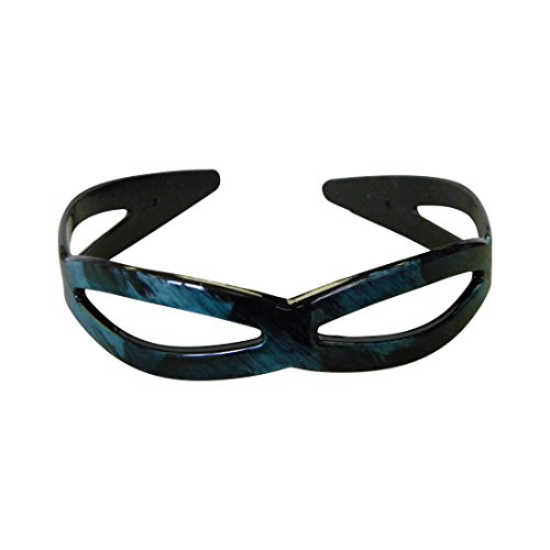 Blue 1 Inch Hard Headband Chain Design Plastic Hair Band with Teeth for Women, Girls, Sports, Workout, Fashion Accessories