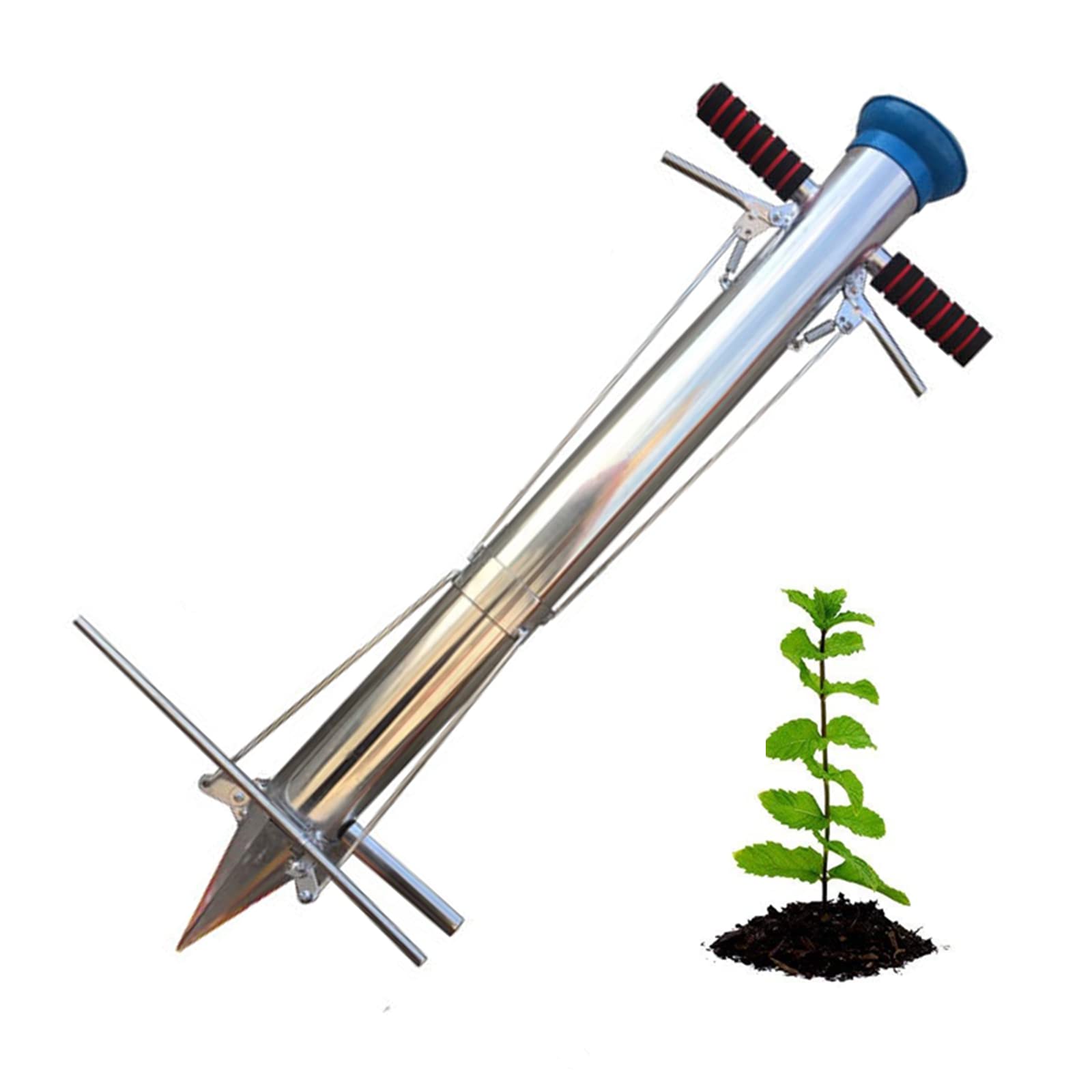 Stainless Steel Bulb Planter Drill Tool - Manual Hand Planter for Gardening, Planting Bulbs, Flowers & Vegetables - Perfect for Home Gardens, Landscaping & Backyard Planting