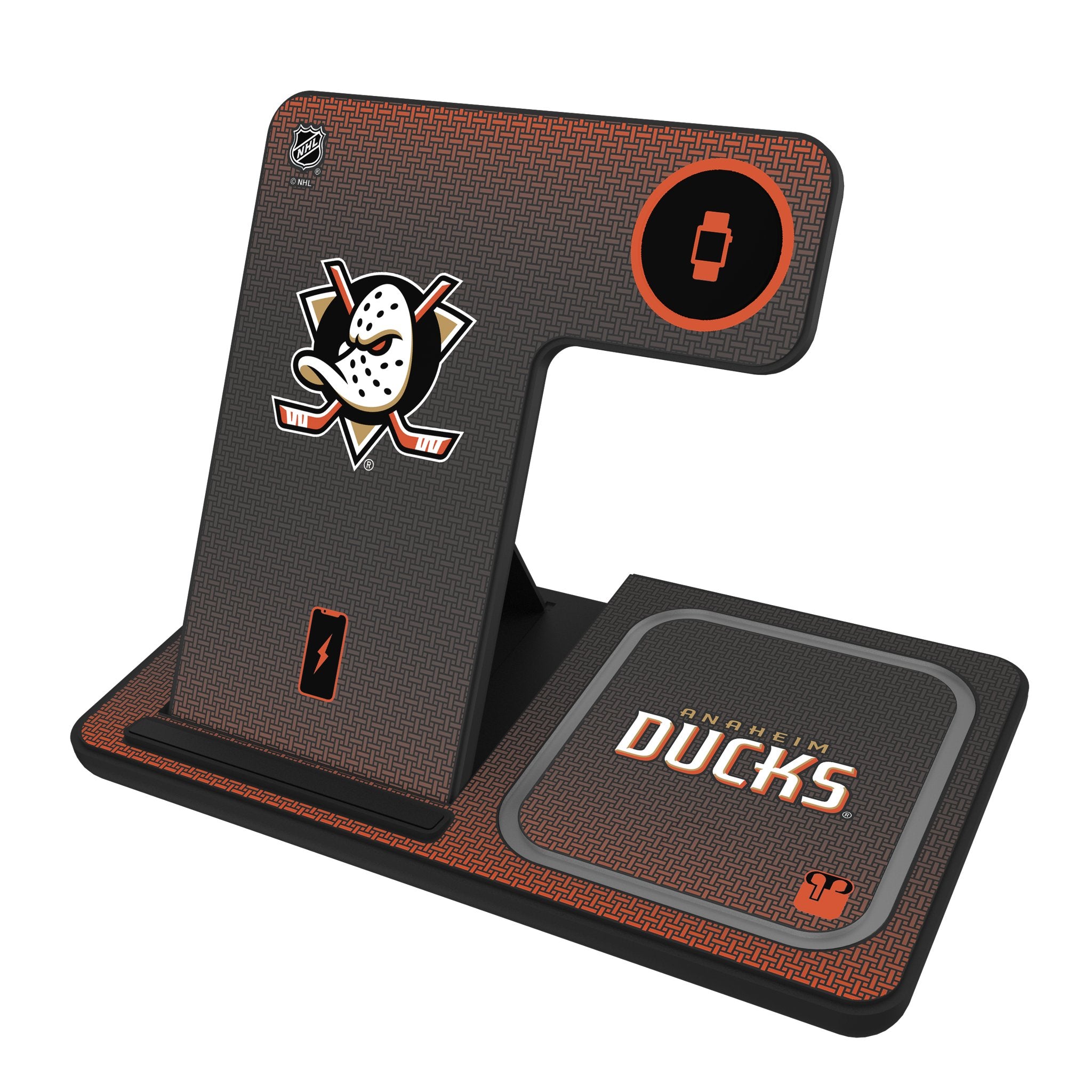 Anaheim Ducks 3-in-1 Wireless Charging Station with LED Display - Fast Charging Dock for iPhone, Android, AirPods - Perfect for Home, Office & Travel