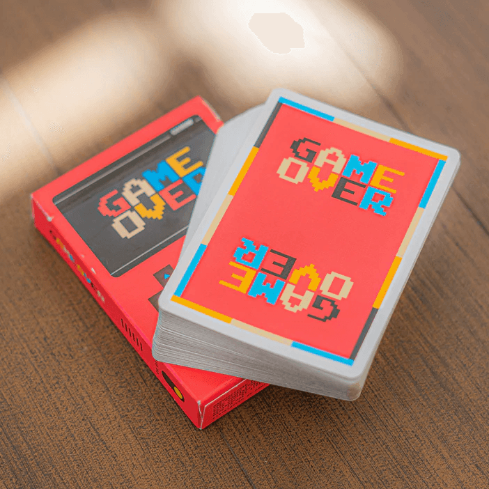 Game Over Playing Cards - Premium Red Deck for Poker, Magic Tricks & Card Games | Perfect for Parties, Travel & Family Game Nights