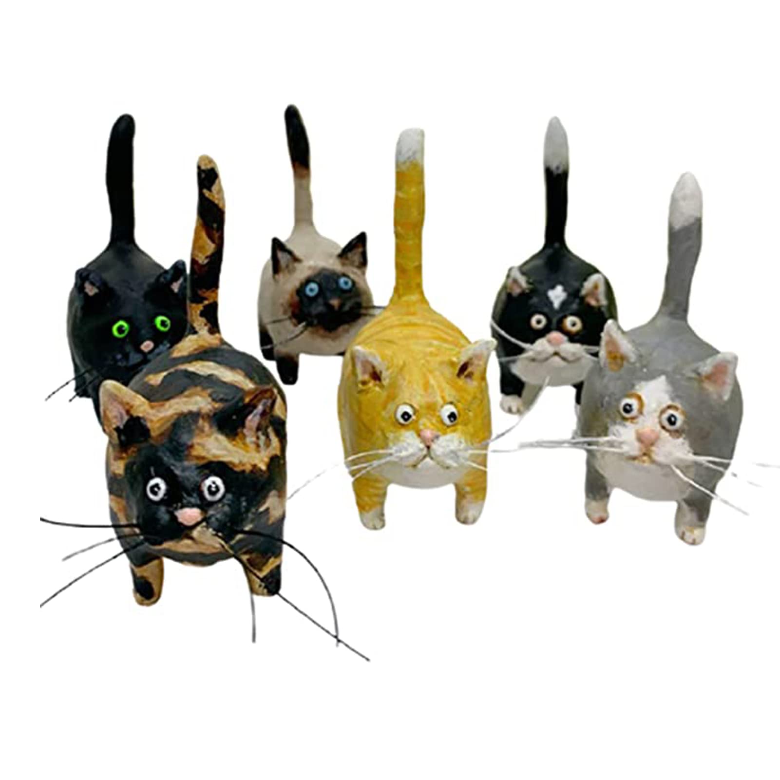Handmade Kitty Miniature Sculpture - Original Resin Art Desktop Ornament with Vivid Expressions | Perfect Gift for Cat Lovers | Cute Home & Office Decor for Bookshelves, Desks, or Garden Displays
