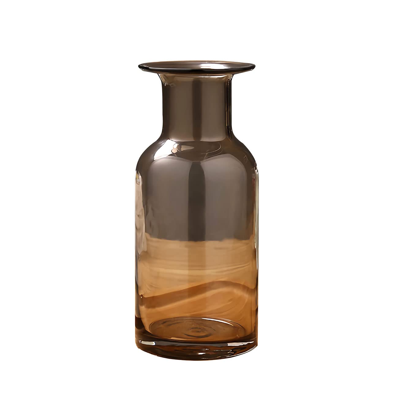 Amber Bud Vase Cylinder Glass Vase for Home Decor - Elegant Farmhouse Tabletop Centerpiece for Weddings, Dining Tables & Floral Arrangements