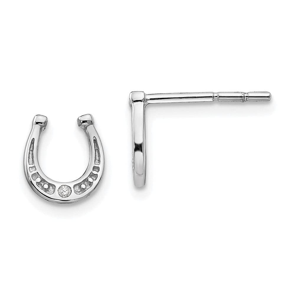 925 Sterling Silver Diamond Horseshoe Stud Earrings for Women - Hypoallergenic Fine Jewelry - Perfect for Birthday Gifts, Anniversary & Everyday Wear
