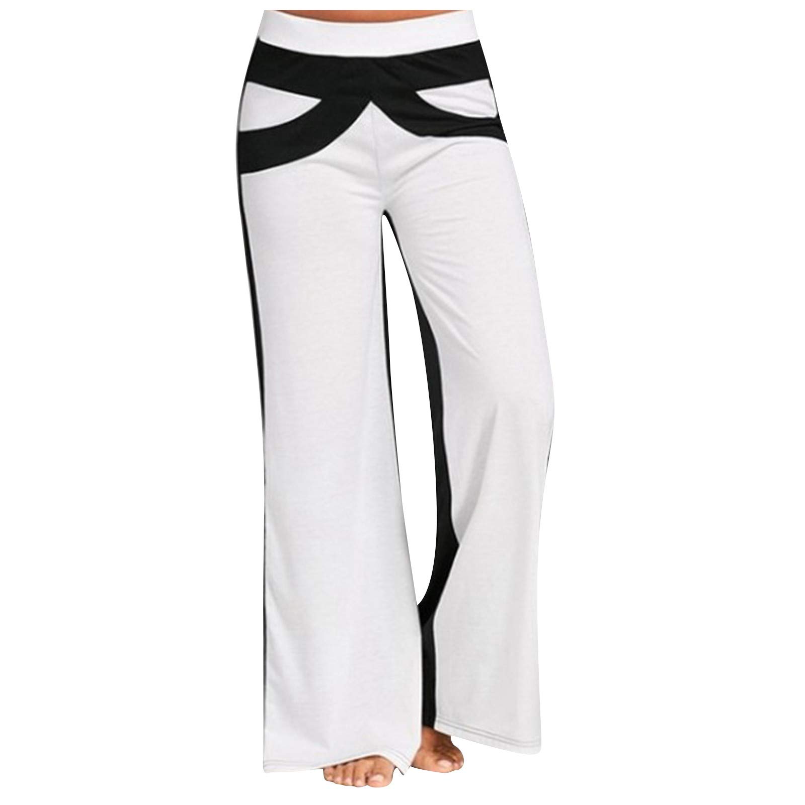 WNVMWI Women's Color Block Casual Yoga Pants with Drawstring Waist - Comfortable Wide Leg Lounge Pants for Workout, Running, Travel & Everyday Wear