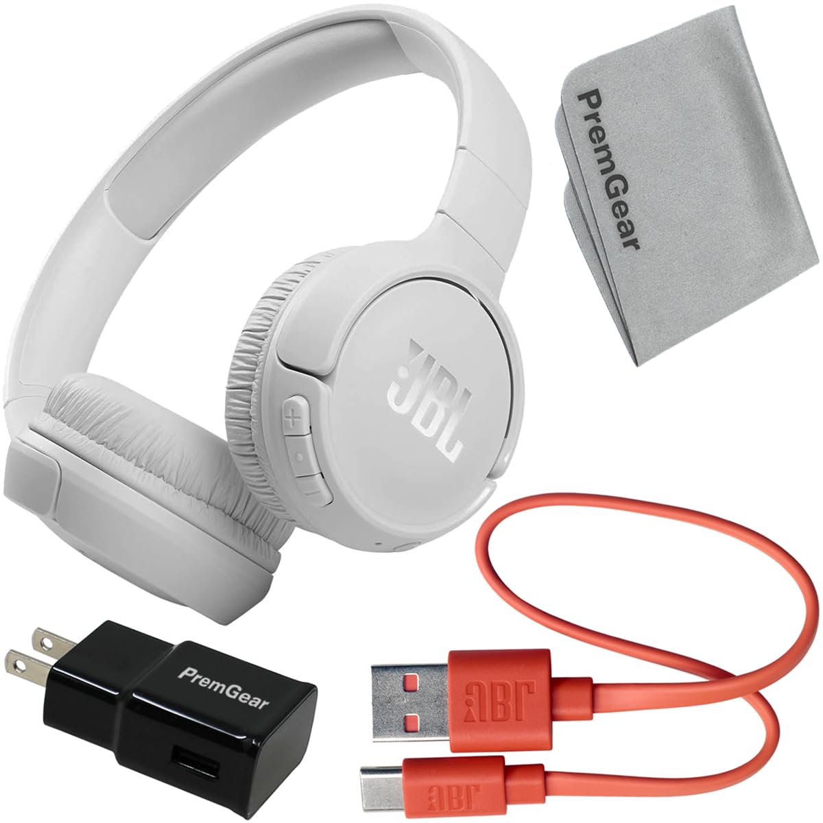 JBL Tune 510BT Wireless On-Ear Headphones with PureBass Sound - White | Includes Charging Cable, Wall Adapter & Cleaning Cloth | Perfect for Travel, Workouts & Commuting