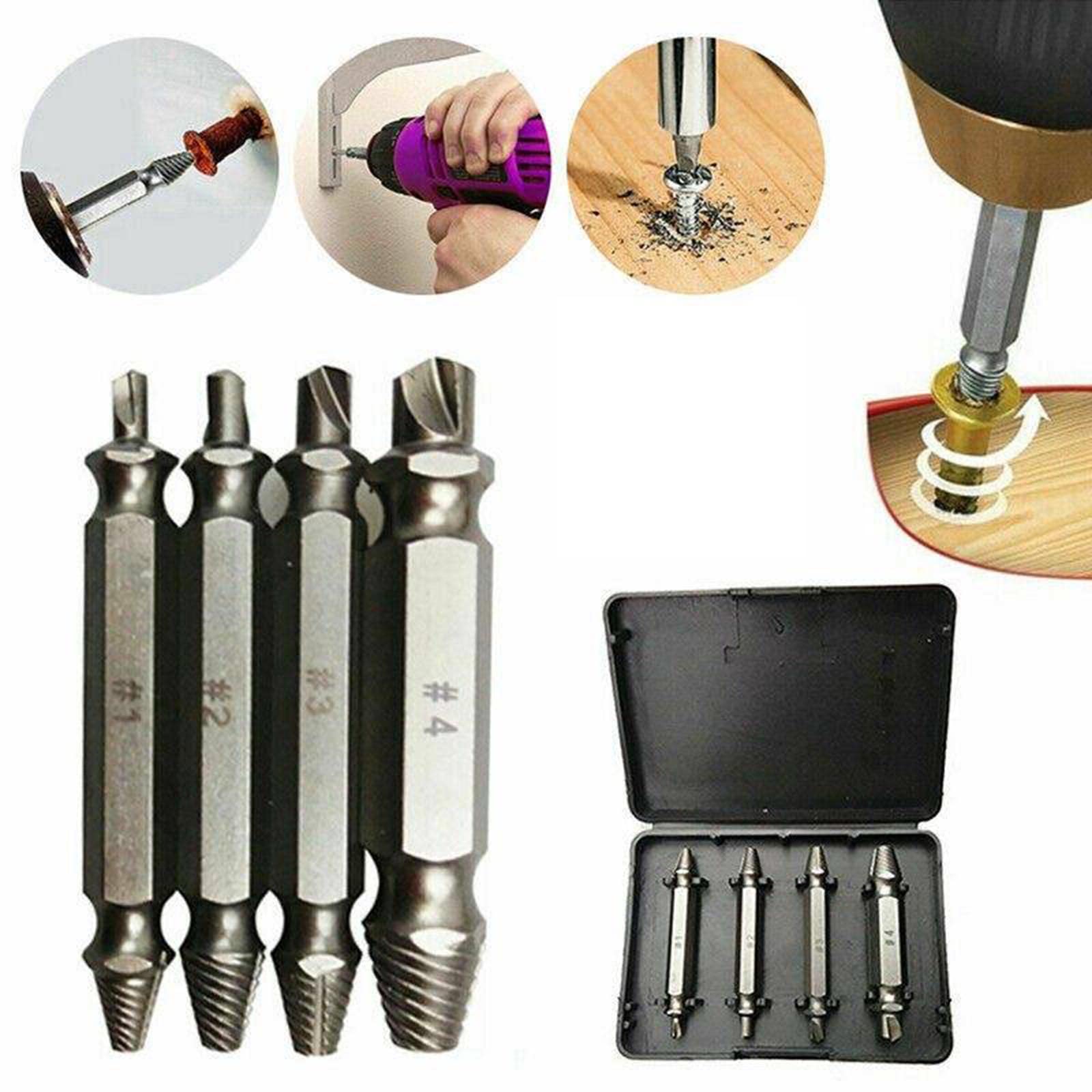 Speed Out Screw Extractor Drill Bit Set - 4 Piece Broken Bolt Remover Kit for Damaged & Stripped Screws - Perfect for Automotive Repairs, DIY Projects & Home Maintenance