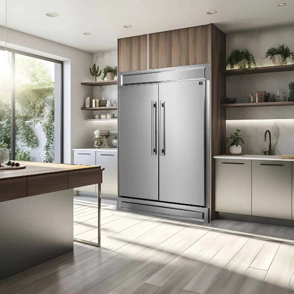 60 Inch Refrigerator Freezer Combo by FORNO - Energy Efficient Stainless Steel French Door Fridge for Large Kitchen & Open Floor Plan Homes