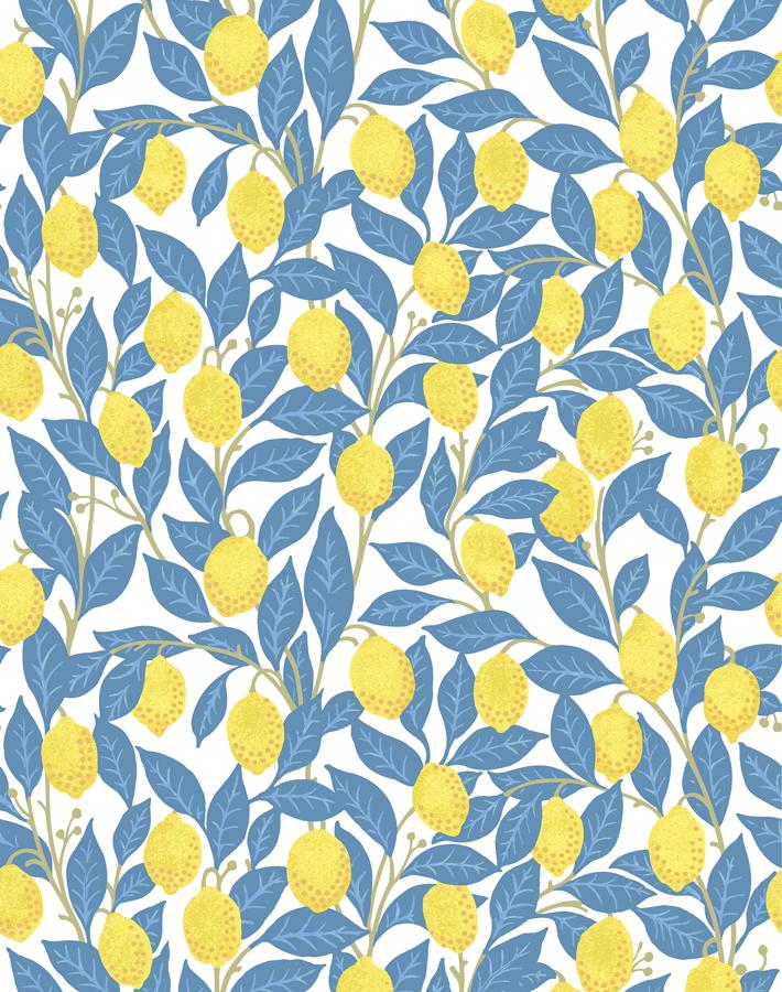 Nathan Turner Blue Lemons Wallpaper - Peel & Stick Removable Wallpaper for Kitchen, Bathroom, and Nursery Decor