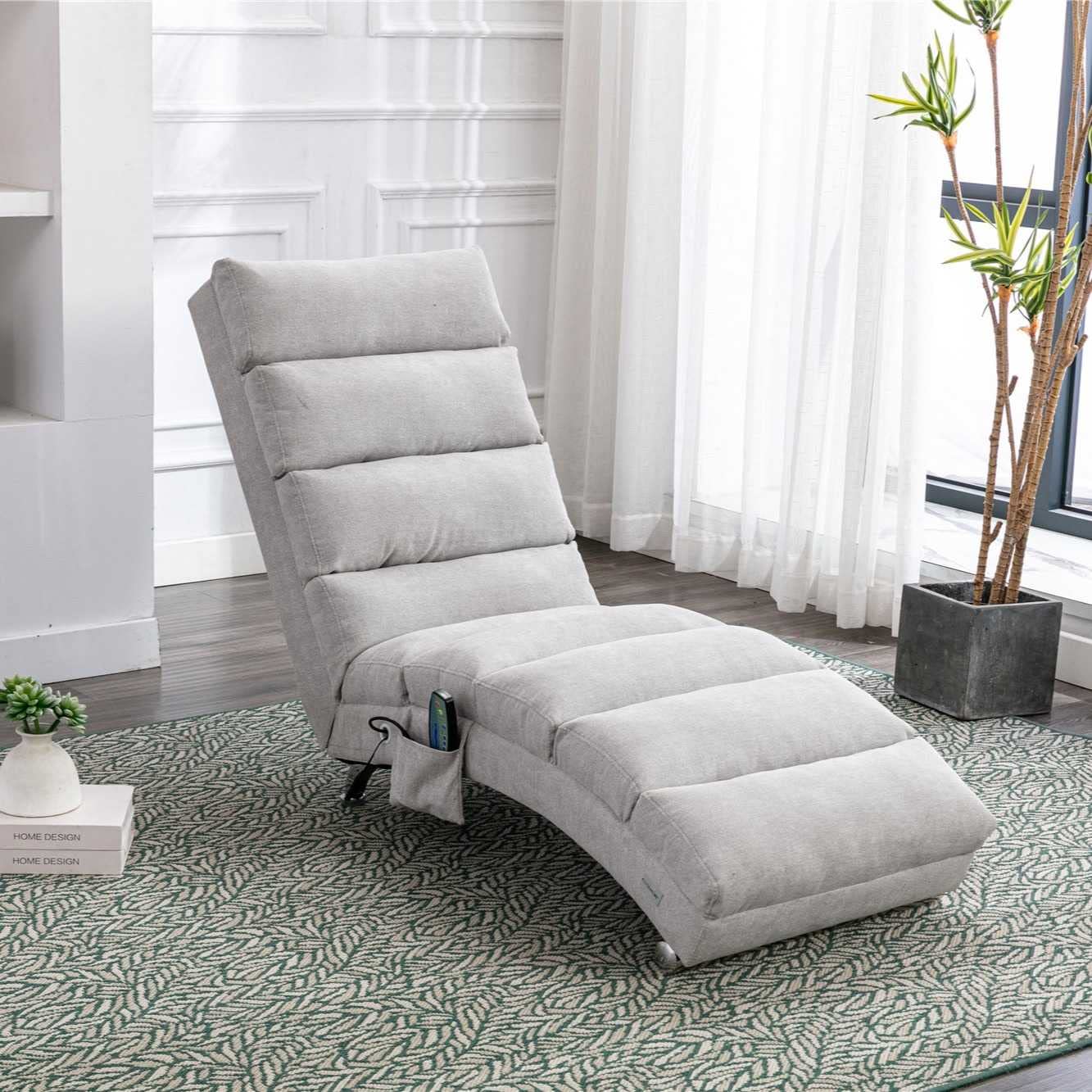 Premium FRITHJILL Indoor Massage Lounge Chair - Modern Upholstered Linen Fabric Ergonomic Recliner for Home Spa, Living Room & Office Relaxation