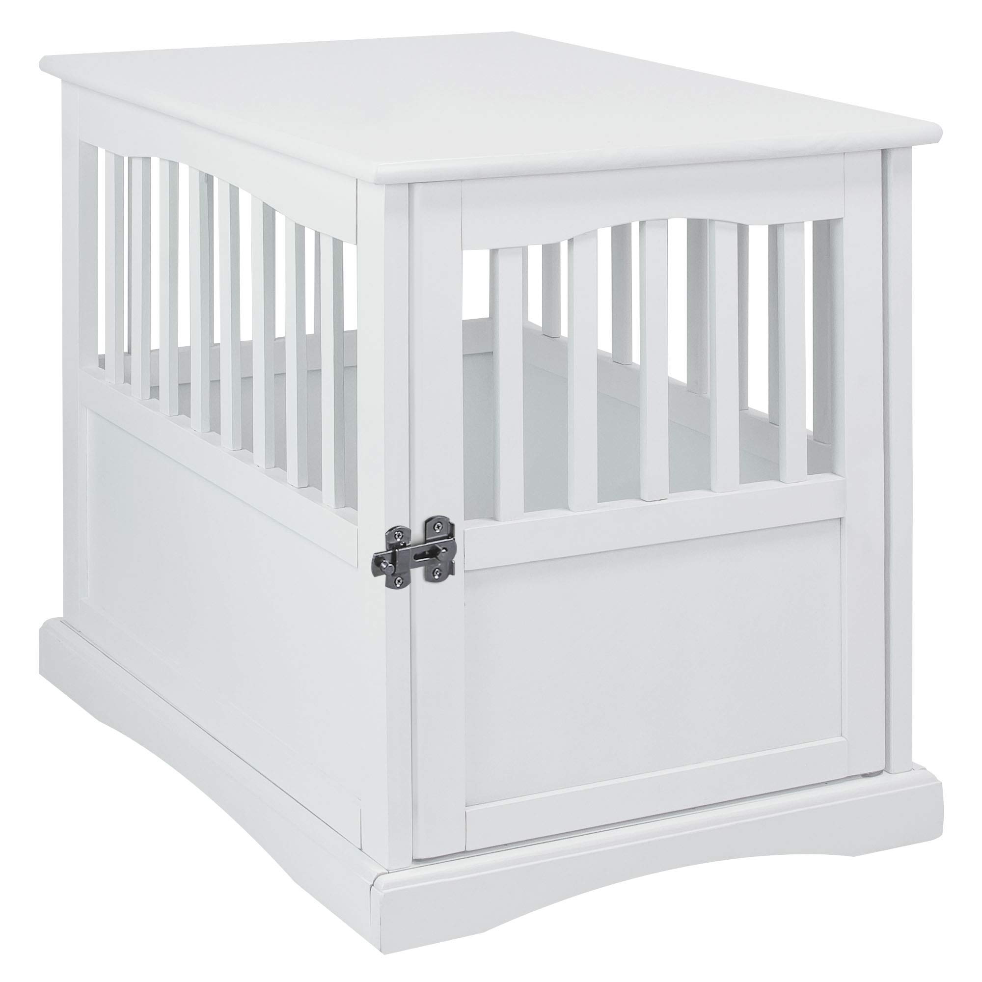 Stylish White Wooden Pet Crate & End Table - Medium Size for Dogs & Cats | Perfect for Living Room, Bedroom, or Office Decor
