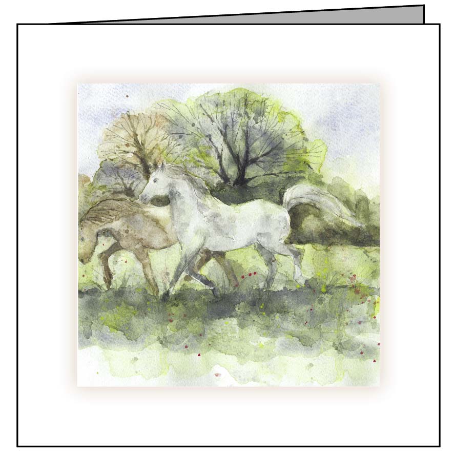 Galloping Ponies Large Animal Hospital Sympathy Card - Heartfelt Condolence Greeting for Pet Loss & Veterinary Support