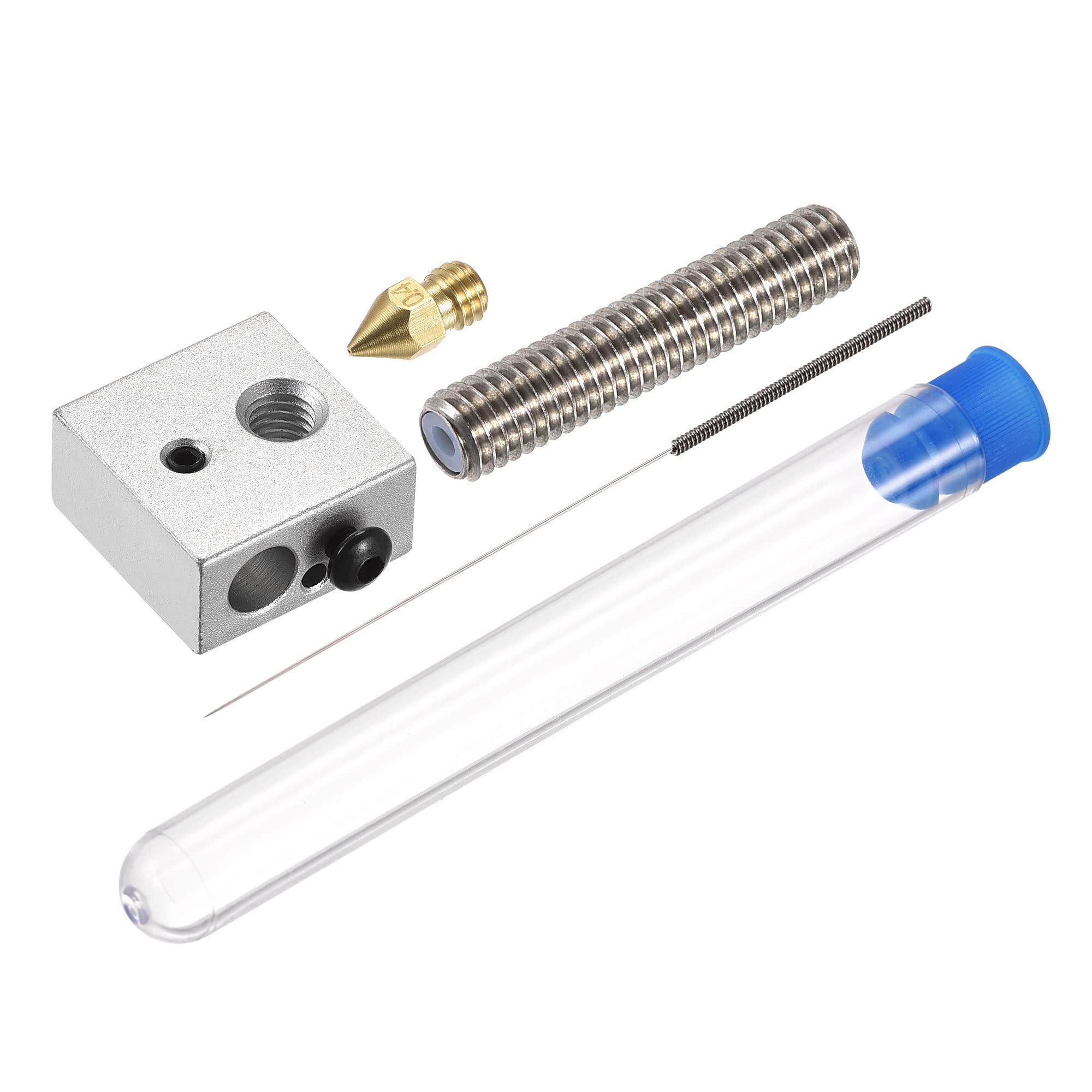 MECCANIXITY M6 Throat Tube & Extruder Brass Nozzle Kit - 1.75mm Filament Compatible Hot End Heater Block for 3D Printers (Includes Cleaning Drill Bit) - 3 Pack - Perfect for DIY 3D Printing Repairs & Maintenance