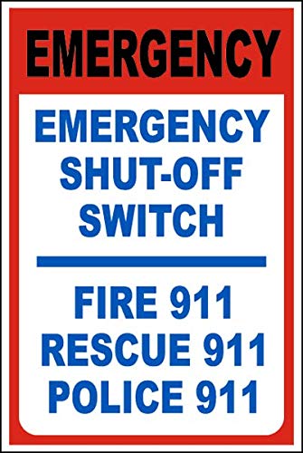 Safety and Warning Vinyl Stickers Bundle - Emergency Shut-Off Switch 911 Sign & Warehouse Safety Labels - 3 Pack (3.5