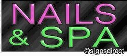 Custom Nails & Spa Neon Sign - 368 LED Lights, Clear Plexiglass Background - Perfect for Salon Decor, Nail Shop Lighting & Beauty Studio Wall Art