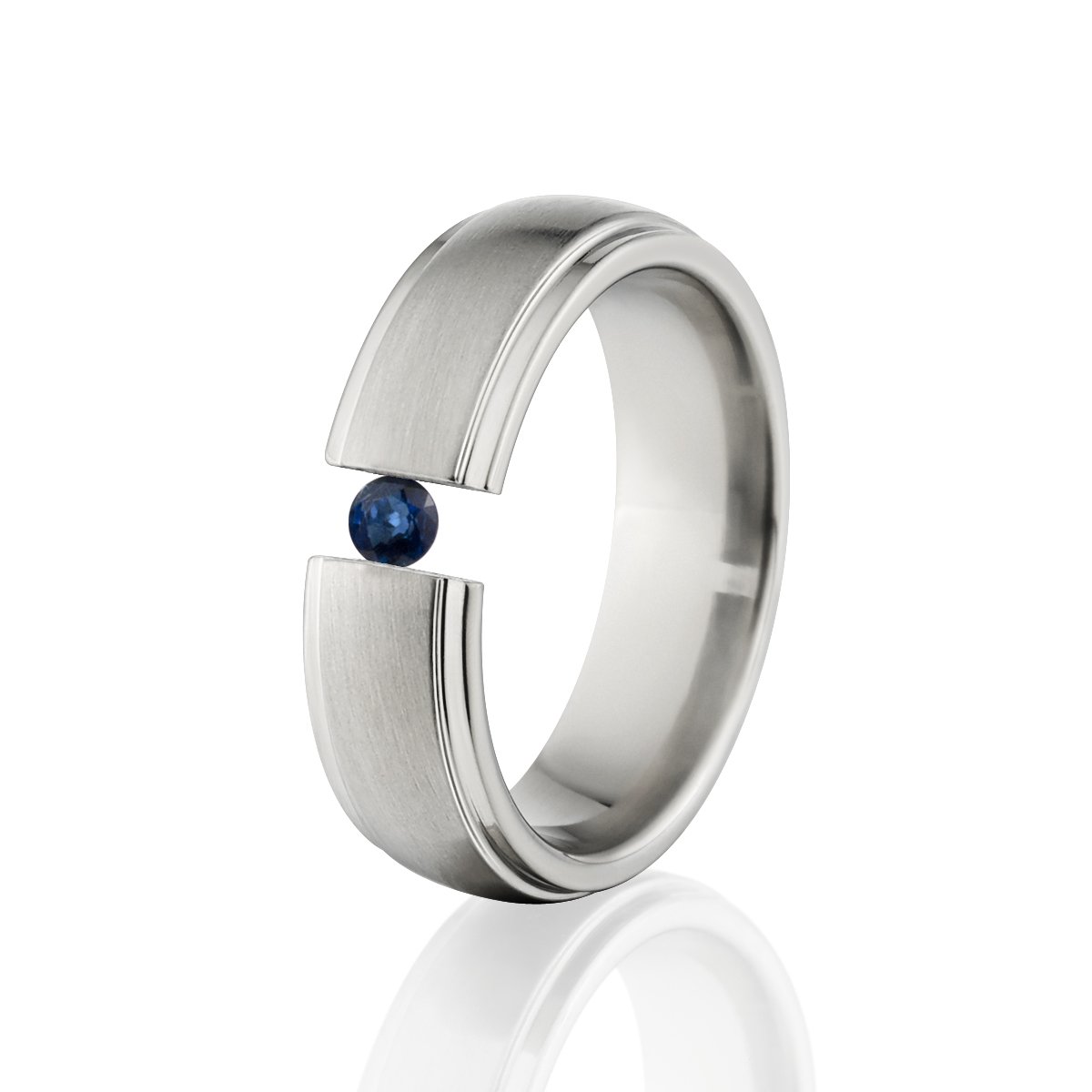 Stunning Titanium Sapphire Ring - Elegant Tension Set Jewelry for Weddings & Gifts