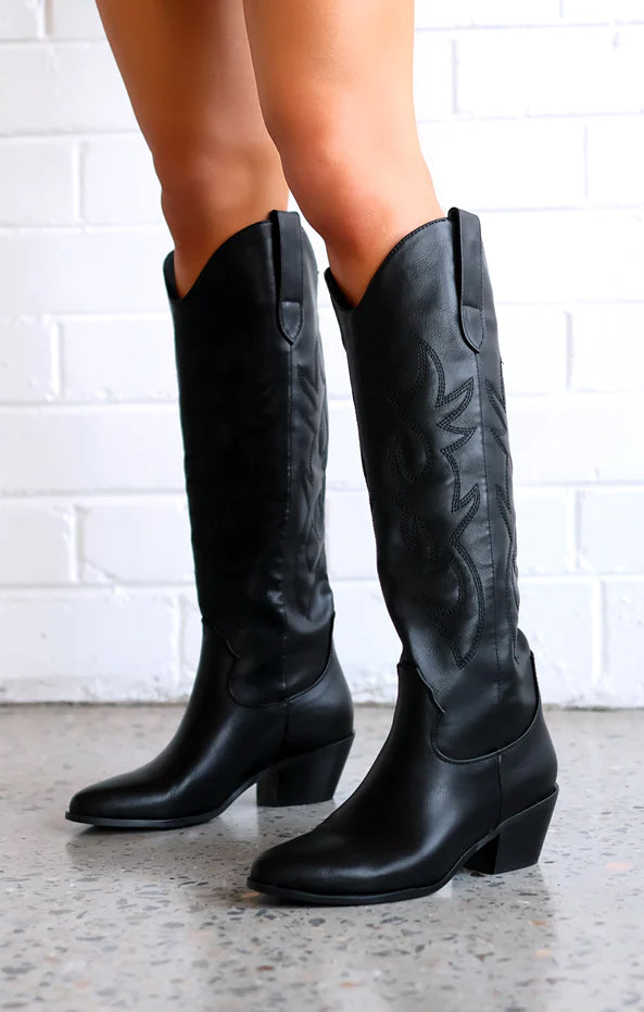 Billini Urson Women's Black Cowboy Boots - Stylish Western Ankle Boots for Country, Rodeo & Fashion Outfits