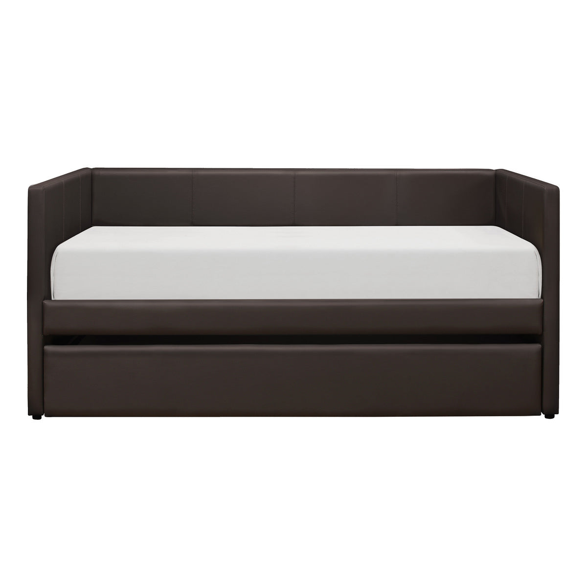 Adra Contemporary Dark Brown Trundle Bed with Storage - Modern Twin Daybed with Pull-Out Trundle for Guest Room, Small Space & Kids Bedroom
