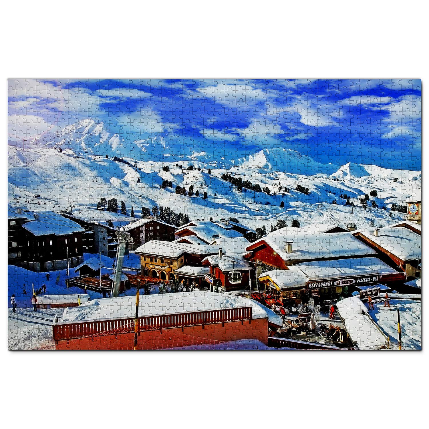 1000-Piece France Megeve Wooden Jigsaw Puzzle - Scenic Travel Souvenir & Home Decor Gift for Adults & Teens | Perfect for Relaxation, Family Game Nights & Wall Art Display