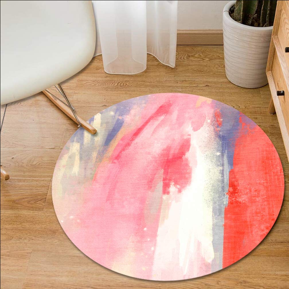 MOXIC Modern Abstract Round Area Rug 2'x2' - Soft Non-Slip Washable Carpet for Living Room, Bedroom, Nursery & Bathroom - Kids Play Mat, Nordic Home Decor, Circular Floor Runner for Crawling Babies