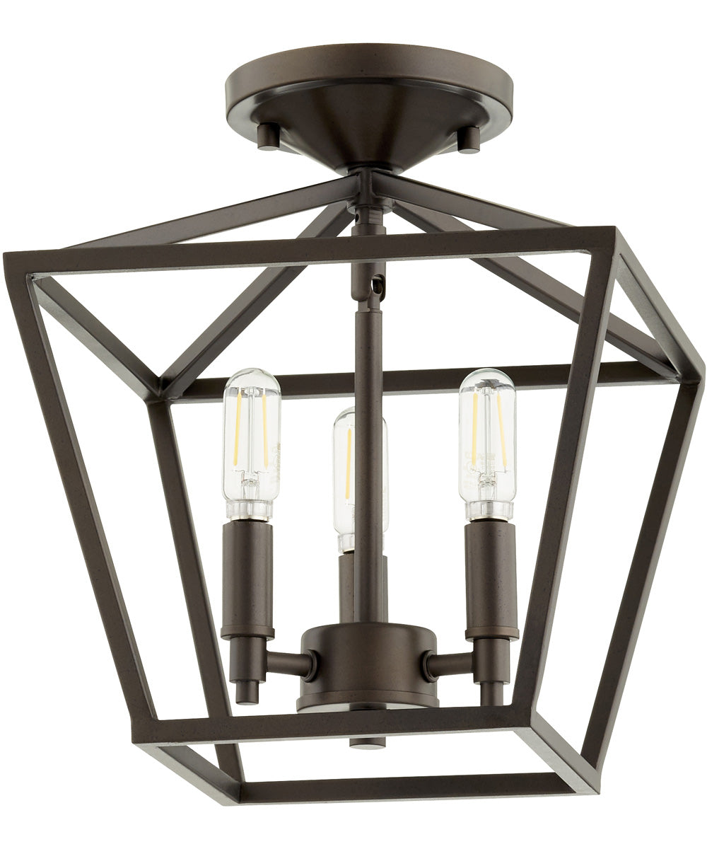 10W Gabriel 3-Light Dual Mount Ceiling Light Fixture in Oiled Bronze Finish - Perfect for Bedroom, Living Room, and Hallway Lighting