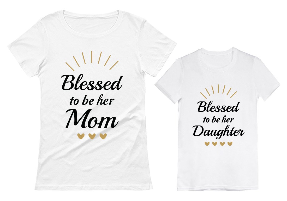 Blessed Mom and Daughter Matching Shirts Set - Cute Toddler & Kids Outfits for Mothers Day - Mommy & Me Gifts for Special Occasions, Family Photos, and Birthday Celebrations