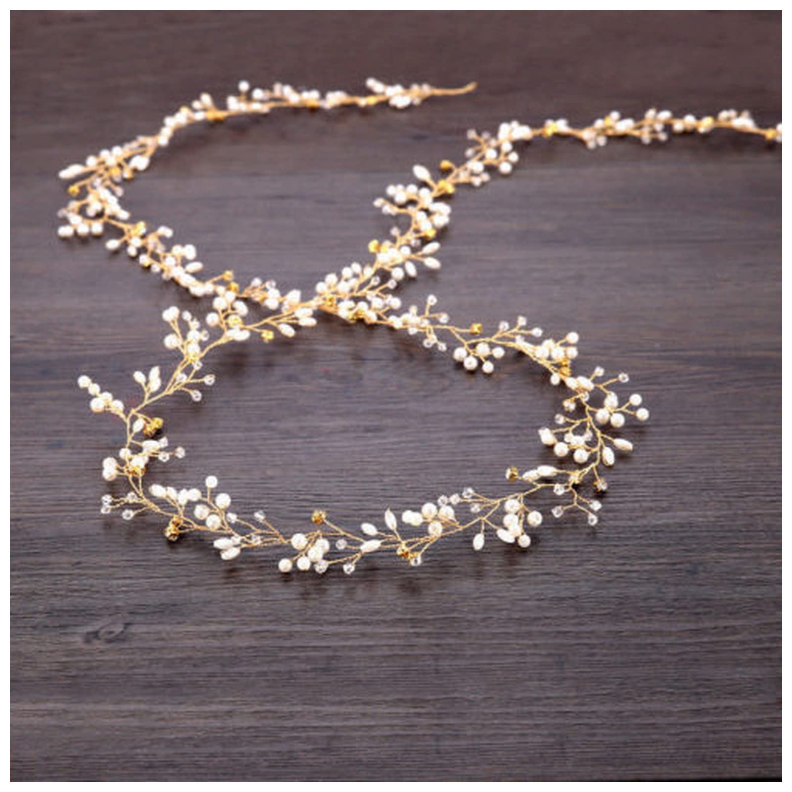 Elegant Crystal Pearl Wedding Hair Vine Headband - Gold Bridal Hair Accessory with Long Chain for Women, Perfect for Weddings, Prom, Parties & Special Occasions (1m Length)