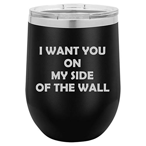 12 oz Double Wall Vacuum Insulated Stainless Steel Wine Tumbler - Stemless Coffee Travel Mug with Lid - Funny 