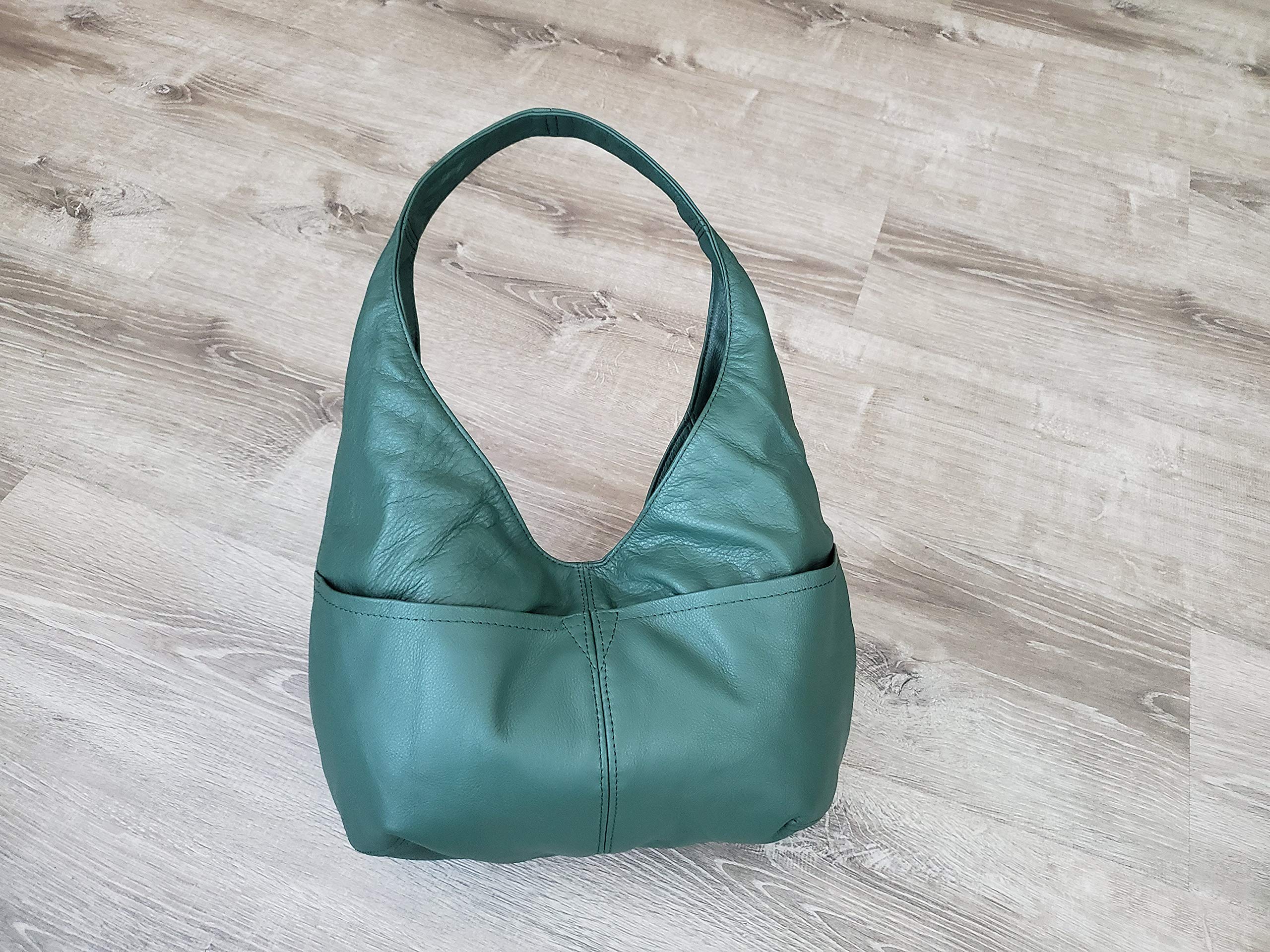 Green Leather Bag for Women | Classic Fashion Hobo Handbag | Handmade Leather Purse & Shoulder Bag by Alyna | Perfect for Work, Travel & Everyday Use