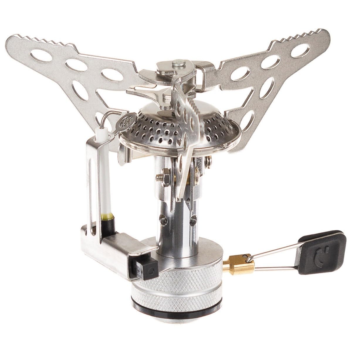 Portable Folding Gas Stove with Piezo Igniter - Compact Silver Camping Stove for Outdoor Cooking, Backpacking & Emergency Preparedness