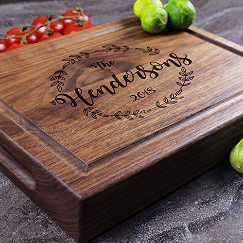 Personalized Wood Cutting Board - Wedding, Christmas & Anniversary Gift for Couples & Parents - Handmade Kitchen Decor