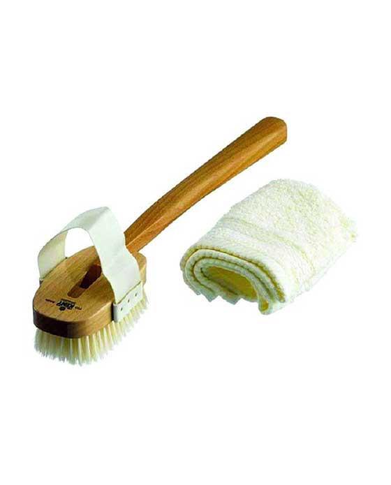 Kent K FD3 Aqua Bath Brush with Detachable Head & Strap - Natural Beechwood Handle & White Bristles for Exfoliating & Cleansing - Perfect for Shower, Spa & Home Bathing Rituals