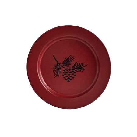 Linville Red Enamelware Pinecone Salad Plates - Set of 4 Rustic Dinnerware for Farmhouse Dining, Picnics & Holiday Entertaining
