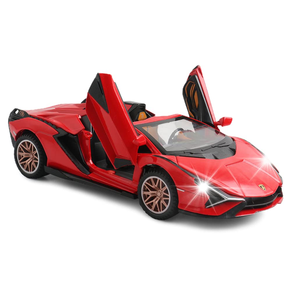 1:32 Scale Lamborghini Sian FKP37 Diecast Metal Pull Back Toy Car with Light & Sound - Opening Doors, Collectible Model Vehicle for Kids & Toddlers (Boys & Girls) - Perfect for Birthday Gifts, Playtime & Car Enthusiast Collections