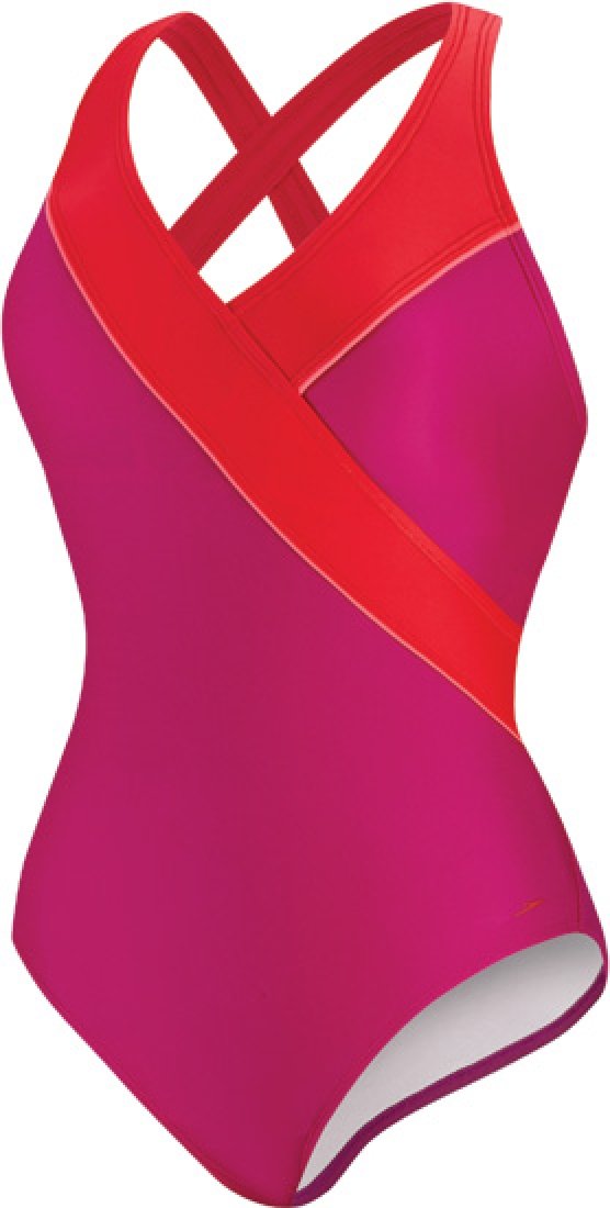 Speedo Women's Active Color Block Surplice One-Piece Swimsuit - Comfortable Swimwear for Lap Swimming, Water Aerobics & Beach Vacations