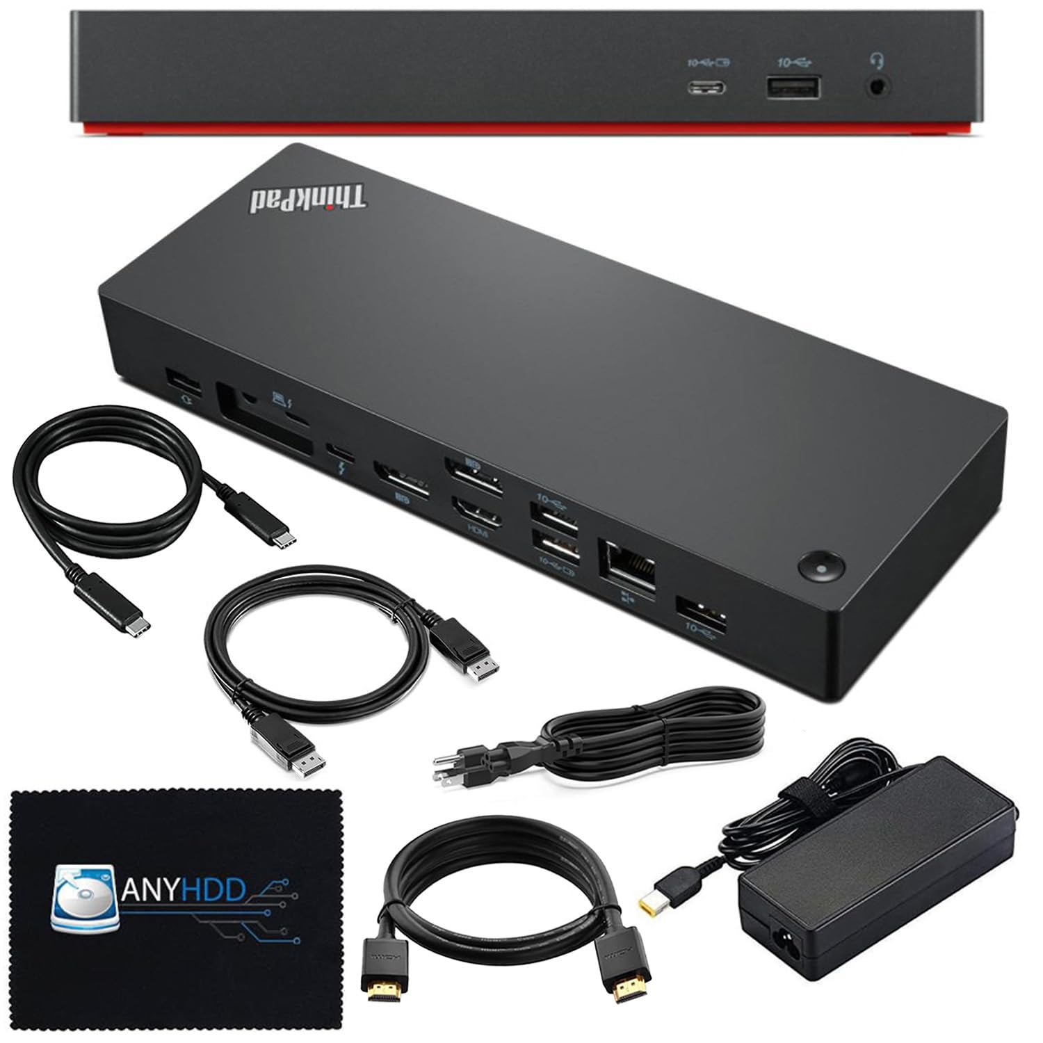 Lenovo ThinkPad USB-C Docking Station (40B00135US) - Thunderbolt 4 Dock with 135W AC Adapter, HDMI, DisplayPort & Thunderbolt Cables | for Home Office & Remote Work | 1-Year Warranty