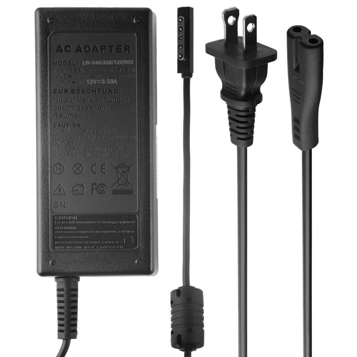 12V 3.58A AC Adapter Wall Charger Power Supply - Universal Replacement for Electronics - Black (Model LW048358120002) - Perfect for Laptops, Printers, Routers & Home Office Devices