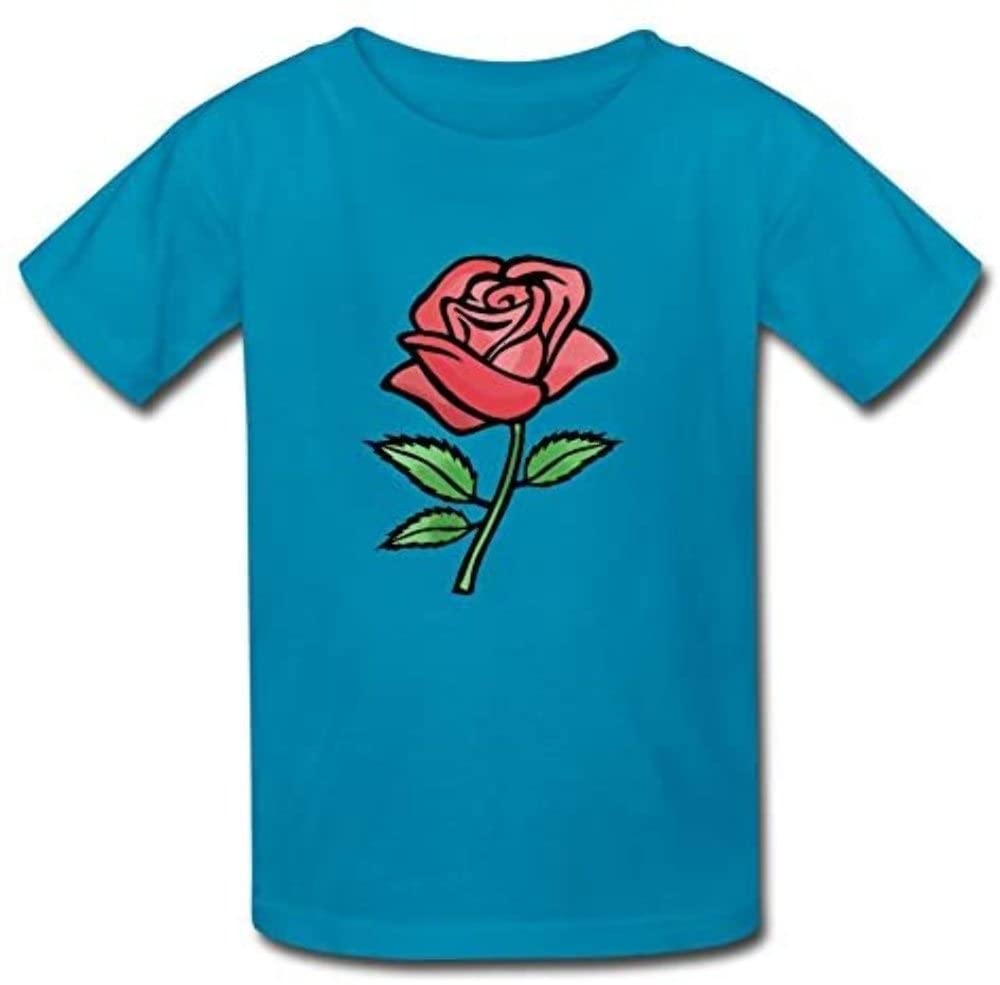 Custom Rose Print Short Sleeve Kids T-Shirt - Soft Cotton Tee for Boys & Girls - Perfect for Playdates, School & Family Outings