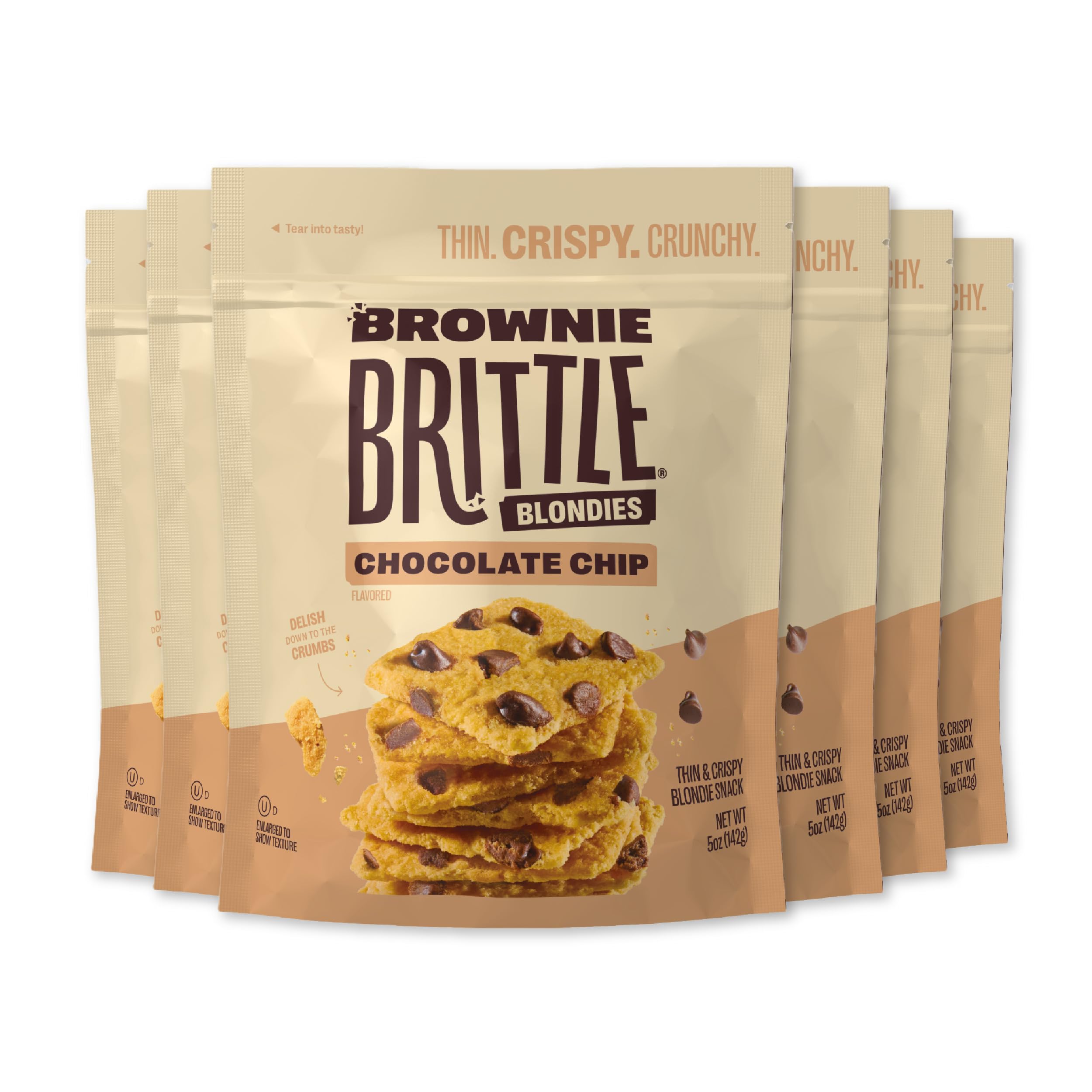 Chocolate Chip Blondie Brownie Brittle - Thin & Crispy Gourmet Dessert Snacks (6 Pack, 5 oz) | Perfect for Parties, Gifts & Sweet Cravings