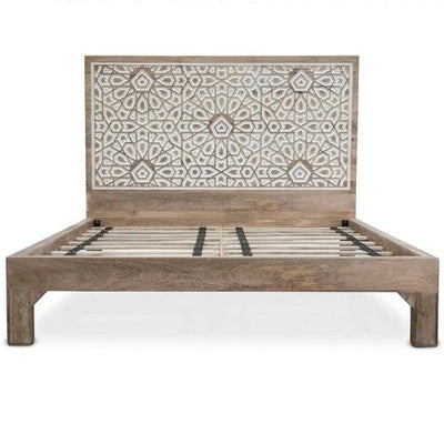 Hand Carved Solid Wood Bed Frame - Queen Size, Traditional Dynasty Design - Perfect for Master Bedroom, Guest Room & Luxury Home Decor