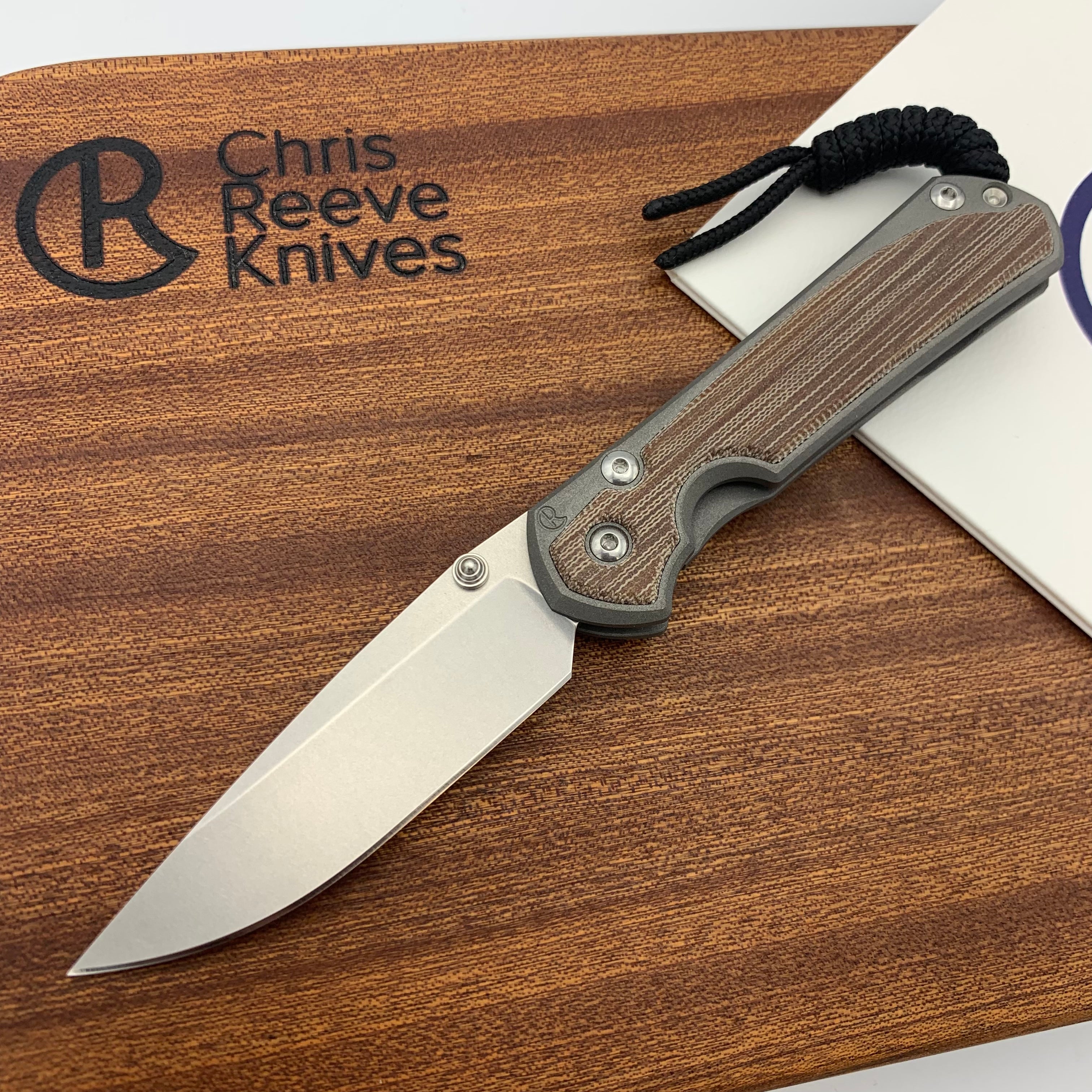 Chris Reeve Knives Small Sebenza 31 Magnacut Drop Point Folding Knife with Double Silver Lug & Natural Canvas Micarta Inlays - EDC, Camping, Outdoor Survival Tool