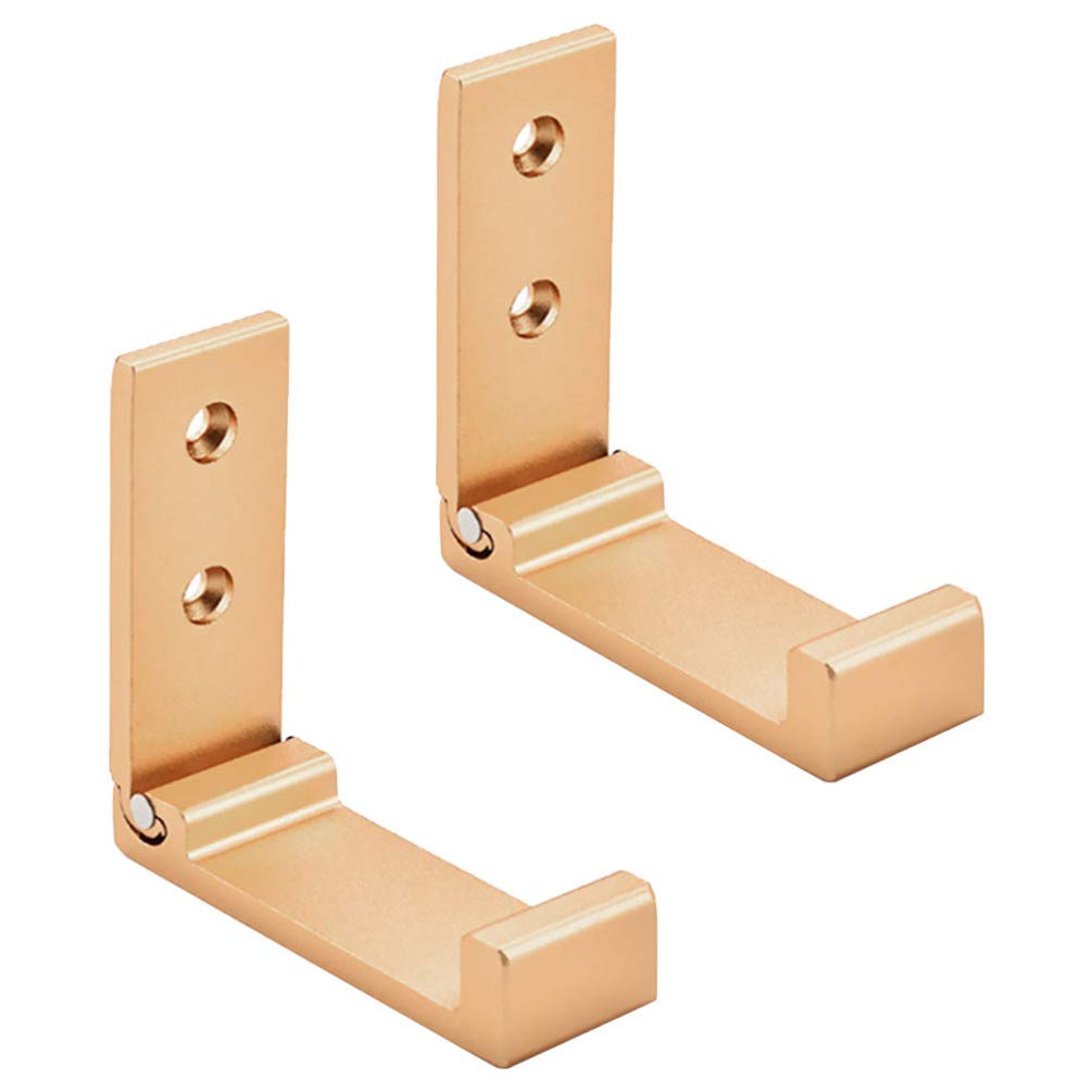 Foldable Aluminum Alloy Wall Hooks (2-Pack) - Heavy Duty Coat Hangers for Jackets, Towels, Keys & Bags - Space Saving Golden Hardware - Perfect for Entryway, Closet, Bathroom & Laundry Room Organization