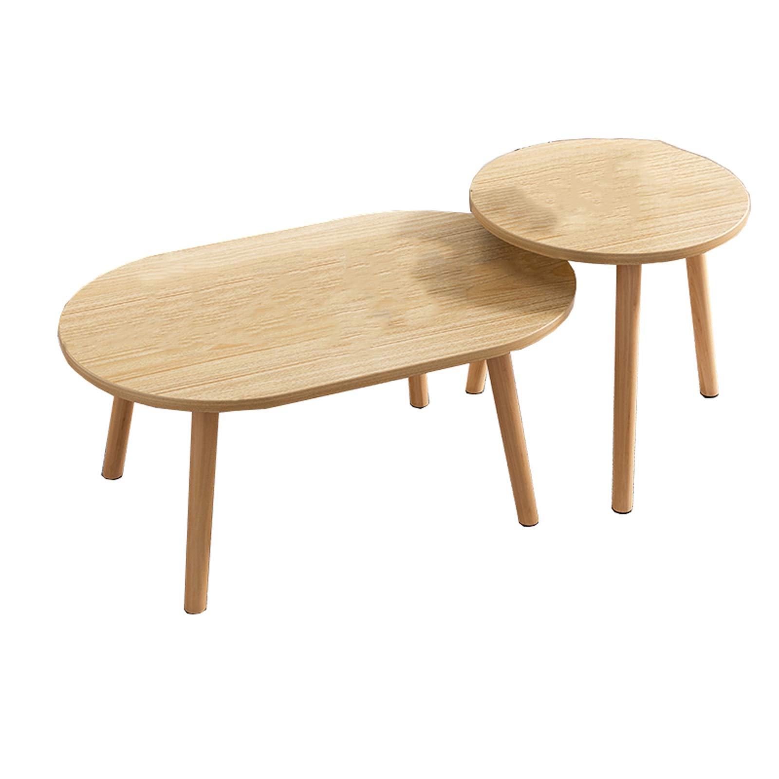 Retro High Low Oval Coffee Table - Modern Side Table for Living Room, Balcony, Small Apartment - 80X45X31CM (Color B) | Perfect for Sofa Accent, Tea Time & Compact Spaces