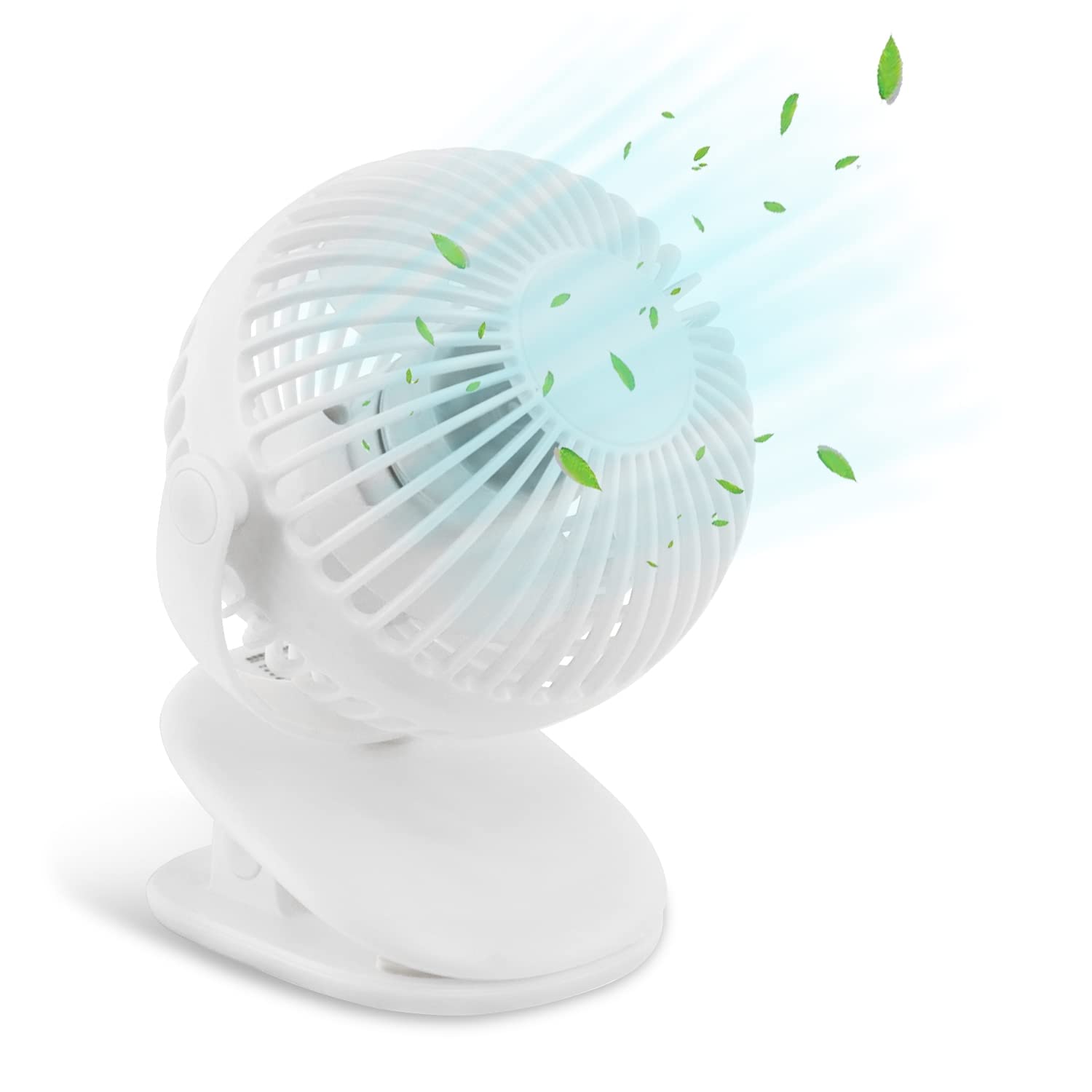 CHUNGHOP USB Clip on Fan - 360° Rotatable Portable Desk Fan with 3 Speed Settings, Quiet Operation for Office, Bedroom, Kitchen, Outdoor & Travel (White) | Perfect for Home, Work & On-the-Go Cooling