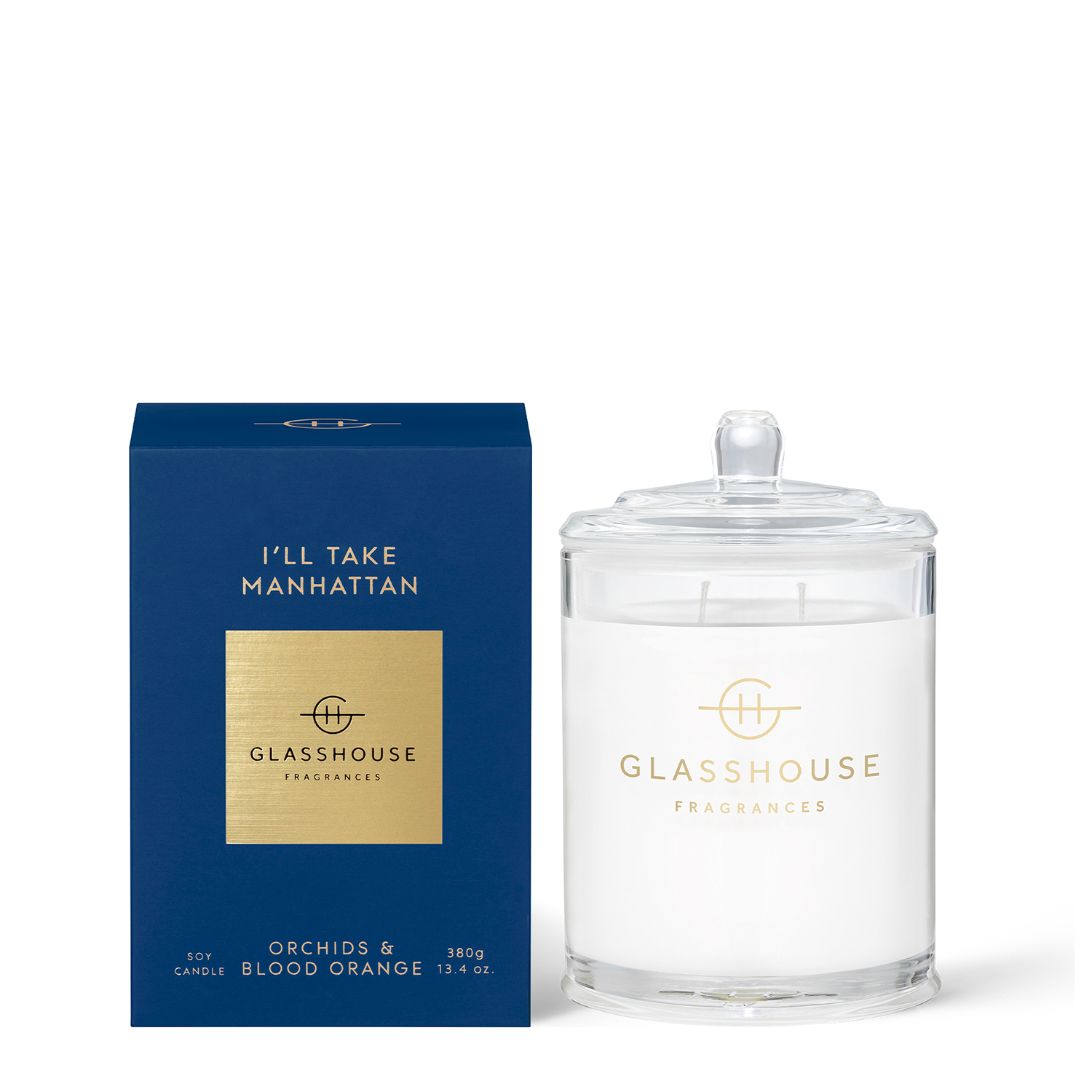 Glasshouse Fragrances 'I'll Take Manhattan' Luxury Scented Candle - Long-Lasting Soy Wax Candle for Home, Office & Romantic Gifts | Aromatic Ambiance for Relaxation & Stress Relief