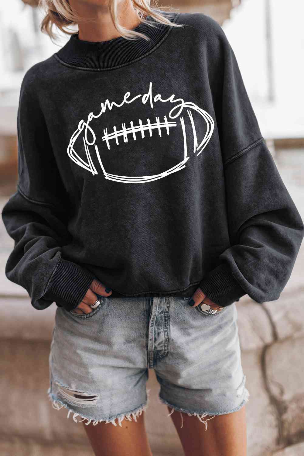 Trendy Round Neck Long Sleeve Football Graphic Sweatshirt for Men & Women - Perfect for Game Day, Casual Wear & Sports Fans