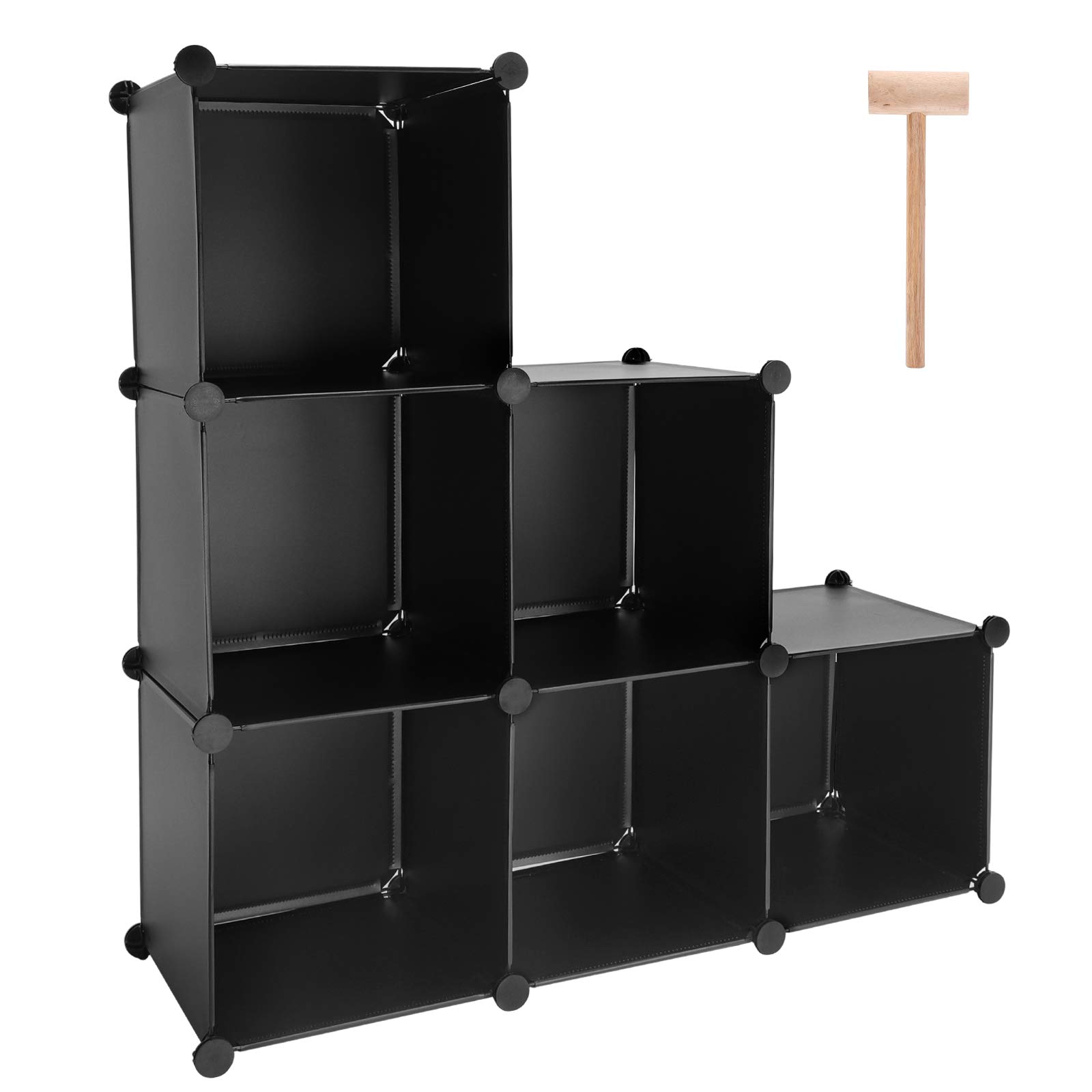 TUMUCUTE 6-Cube DIY Plastic Storage Organizer - Modular Closet Cabinet & Bookcase for Bedroom, Living Room, Office - Black | Space-Saving Home & Office Organization Solution